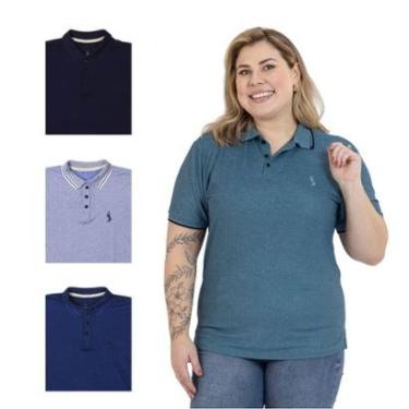 Imagem de Kit 4 Camisa Polo Feminina Plus Size Casual Elegante-Feminino