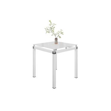 Imagem de Mesa Artefamol Harpia Quadrada Vidro Temperado Aço Epóxi 4 Lugares Branca
