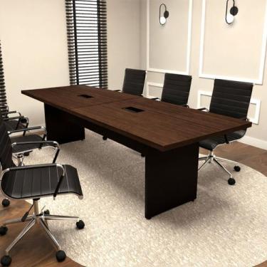 Imagem de Mesa de Reunião 2,70m 8 Pessoas para Escritório com 2 Caixas de Tomada