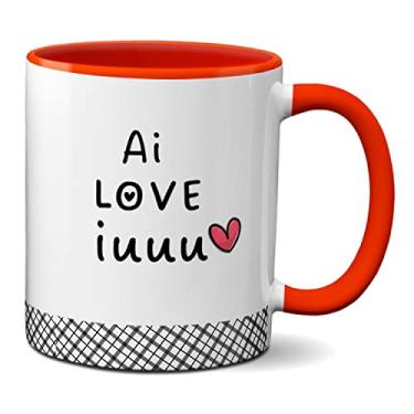 Imagem de Caneca Flork Namorados Fofos Pedido De Namoro Ai Love iuuu (Vermelha)