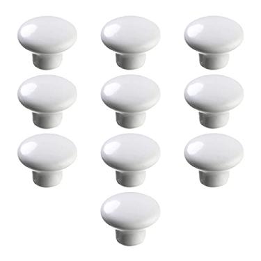 Imagem de Puxadores de porta de cerâmica vintage em forma redonda gaveta armário puxadores de armário gaveta de guarda-roupa armário ferragens de cozinha doméstica, branco 10 peças, (Bettomshin)