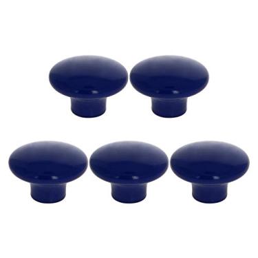 Imagem de Puxadores de porta de cerâmica vintage em forma redonda gaveta armário puxadores de armário gaveta de guarda-roupa armário ferragens de cozinha doméstica, azul 5 peças, (Bettomshin)