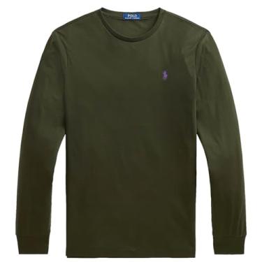 Imagem de Polo Ralph Lauren Camiseta masculina de manga comprida e gola redonda, Ralph Lauren verde-oliva, GG