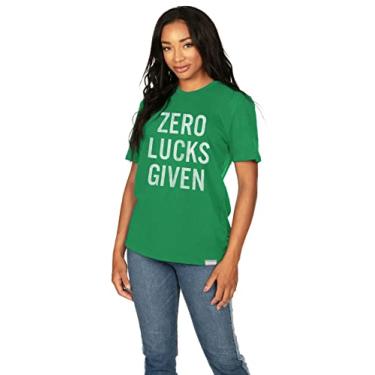 Imagem de Tipsy Elves Camisetas femininas grandes do Dia de São Patrício - Camisetas femininas engraçadas de namorado de St Paddys - Poli-algodão macio amanteigado, Zero Lucks Given (verde escuro), 1X