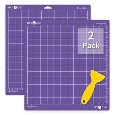 Imagem de HTVRONT Tapete de corte de aderência forte, pacote com 2 tapetes de corte 30,5 x 30,5 cm, compatível com Cricut Maker 3/Maker 4/Maker/Explore 3/4/Air 2/One, acessórios de substituição para tapetes de
