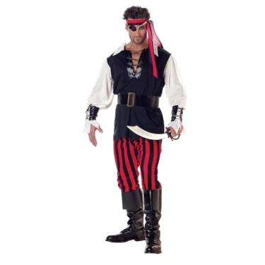 Imagem de Fantasia adulta de pirata Cutthroat, Preto/vermelho/branco., GG