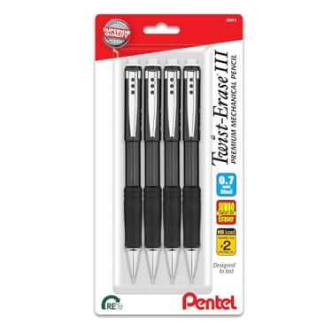 Imagem de Pentel Lapiseira Twist-Erase III, (0,7 mm), linha média, cano preto, pacote com 4 (QE517BP4A)