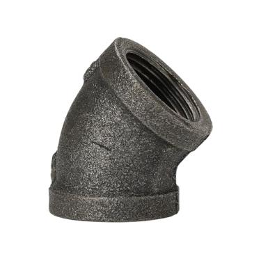 Imagem de Acessórios para tubos de 1 polegada Cotovelo de 45 graus - Home Expert 4 Cotovelo de ferro fundido maleável Acessórios para tubos rosqueados de 45 graus para suporte de prateleiras de tubos