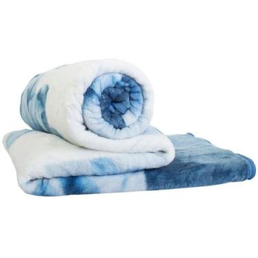 Imagem de Cobertor Casal Jolitex Microfibra Kyor Plus Malbec - Azul, Branco e Az