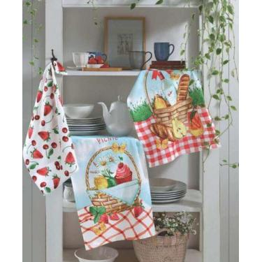 Imagem de Kit 9 Panos de Copa Felpudo Estampado Dohler Sortido, Picnic