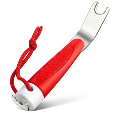 Imagem de Enhon Ferramenta de encaixe para botões de lona de barco, prática e durável, ferramenta de liberação de encaixe para capa de barco evita rasgos, design para velejadores e pescadores (vermelho)