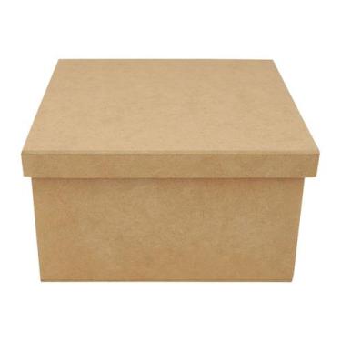 Imagem de Caixa Quadrada Tampa Sapato 23x23x13 Mdf Madeira - ATACADÃO DO ARTESAN