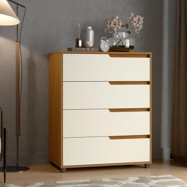 Imagem de Cômoda em Mdf com 4 Gavetas 80cm X 104cm X 45cm Monet Marrom / Champanhe