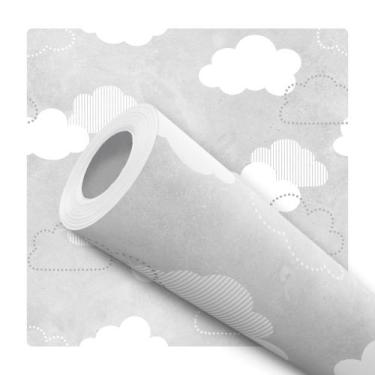 Imagem de Papel De Parede Vinílico Nuvens Cinza Cimento Quarto 5m - Signmaq, 5 M