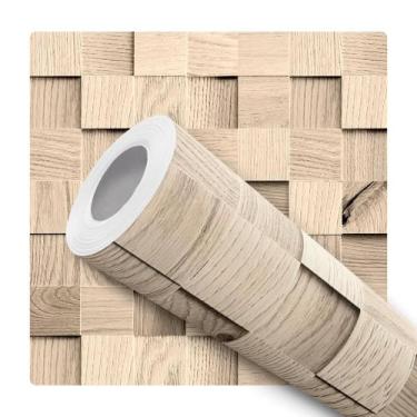 Imagem de Papel de Parede Vinílico Cubos De Madeira Natural Efeito 3D 5m - Signm