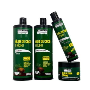 Imagem de Kit Tratamento Capilar Óleo de Coco e Rícino Shampoo e Condicionador + Máscara + Leave-in Super Nutrição e Hidratação Profunda