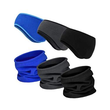 Imagem de 6 peças de polaina de pescoço de lã para inverno (azul, cinza, preto)