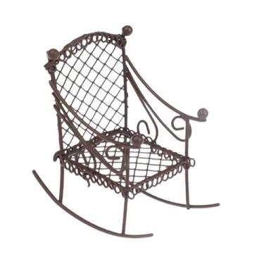 Imagem de simhoa Cadeira de balanço de ferro em miniatura, mini -cadeira de acessórios de decoração de modelos móveis de casa de bonecas minúsculas para ornamentos de, CafÉ