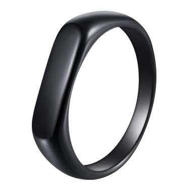 Imagem de Udolfly Anel masculino de aço inoxidável com sinete para homens e mulheres, prata/preto/dourado, anel de dedo quadrado, presente para pai e marido, 8, Metal, Sem pedra preciosa