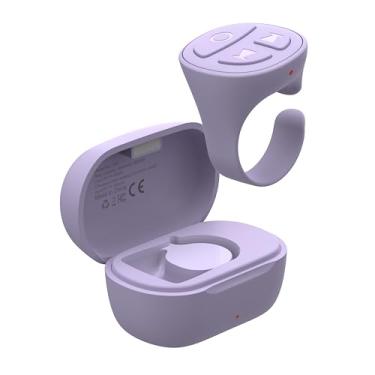 Imagem de SOFAMIRI TikTok Anel de rolagem Bluetooth Câmera Controle Remoto para iPhone iPad Android Tablet Ebook Anel de rolagem para iPhone TikTok (roxo com capa de carregamento)