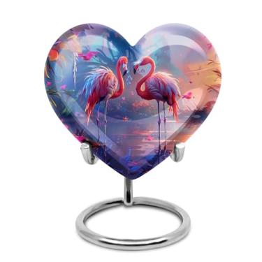 Imagem de KARYLIZ Urna de flamingo - Mini urnas para mulheres - Urnas funerárias de pai para cinzas humanas adulto masculino - Urna de lembrança de cinzas memoriais - Lembrança funerária decorativa de cinzas de