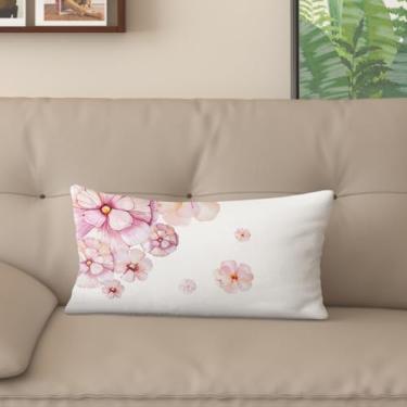 Imagem de Sladjana [Estilo idílico] Capa de almofada impressa digital tipo linho - estampa floral rosa dupla face, design com zíper invisível (61 x 81 cm, FSWM-B)