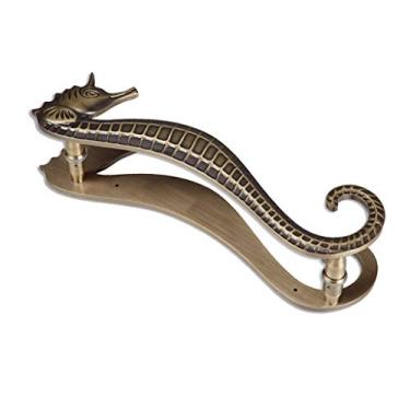 Imagem de Puxadores de porta puxadores de porta puxador de porta cavalo-marinho maçaneta de porta de vidro maçaneta de porta deslizante maçaneta retrô maçaneta de porta de celeiro/marrom/80 * 18 cm (marrom 50 *