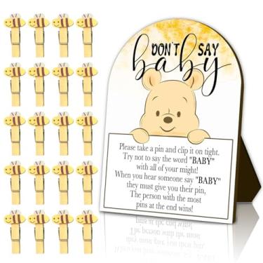 Imagem de Ursinho fofo Pooh centros de mesa jogos de chá de bebê - decorações reveladoras de gênero de bebê - pano de fundo de chá de bebê Pooh suprimentos de aniversário decorações de festa