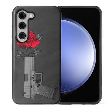 Imagem de yicomon Capa para celular compatível com Samsung Galaxy S25 Plus, estampa de rosa na arma, capa de telefone fosca, durável, moderna, engraçada, capa protetora macia antiarranhões à prova de choque