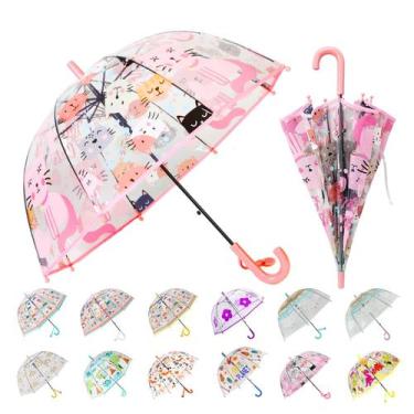 Imagem de Guarda-chuva Bubble Wxjiahetai Kids transparente rosa transparente par
