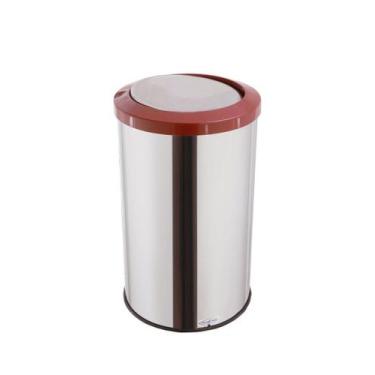 Imagem de Lixeira Redonda Flip Top Aro Plástico Miolo Inox 35L - CM Design, Marr