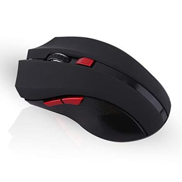 Imagem de Mouse óptico inteligente sem fio, mouse portátil para jogos de 6 teclas 2,4 G, alcance de transmissão sem fio de 10 a 15 metros para computadores desktop PC laptop, plug and play (preto)