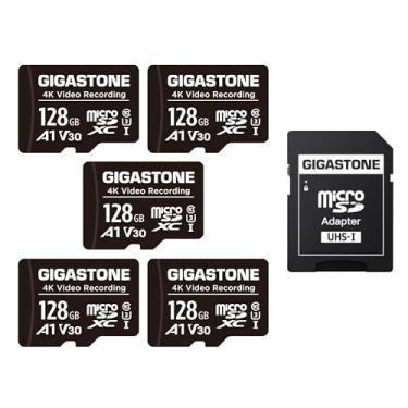 Imagem de Gigastone Pacote Com 5 Cartões Micro Sd De 128 Gb, 4K Video Pro, Gopro, Vigilância, Câmera Segurança, Dash, Drone, Cartão Memória Microsdxc 85 Mb/S Uhs-I Classe 10, Adaptador