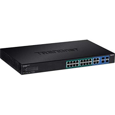 Imagem de Interruptor inteligente de 16 portas Gigabit PoE + Web com 2 compartimentos compartilhados SFP, até 30 W por porta, 185 W de orçamento total de energia, montagem em rack,TPE-1620WS