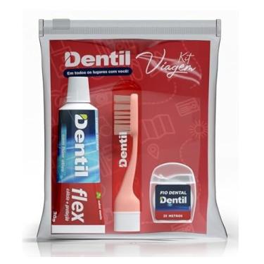 Imagem de Dentil - Kit Viagem Flex Vermelho com Creme Dental 30g + Fio Dental 25m + Escova