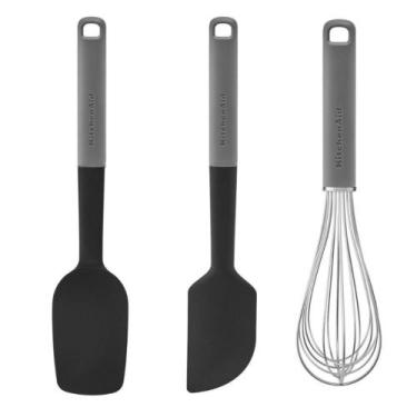Imagem de Jogo Espátula Pão Duro Clássica e Fouet Cinza KitchenAid