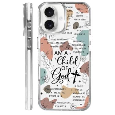Imagem de OKBUOK Capa para iPhone 16 Plus [compatível com Magsafe], capa magnética transparente de silicone à prova de choque com versículos bíblicos padrão