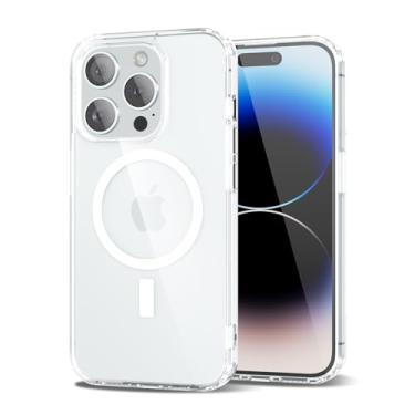 Imagem de oakxco Capinha de Celular, Capa magnética transparente compatível com Magsafe, Capinha 14, fina, transparente, não amarela, Hybird macia de silicone e capa protetora de plástico rígido para mulheres
