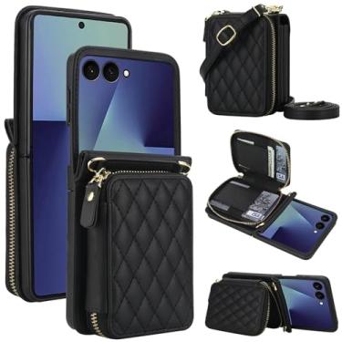 Imagem de Asuwish Capa de celular para Samsung Galaxy Z Flip 7 5G carteira celular com cordão de pulso alça transversal suporte de bloqueio RFID compartimento para cartão de crédito Slim ZFlip 7Z Z7 G Flip7