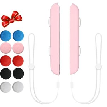 Imagem de QXWPBV Pink Joy-Con Grip for Nintendo Switch, Comfort Grip with Lanyard Strap + 10 Custom Button Caps, Ergonomic Controller Accessories for Enhanced Gaming Experience