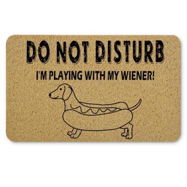 Imagem de Qnhij Tapete de porta engraçado Dachshund, tapete de decoração de cachorro Weiner, decoração de dachshund para casa, tapete de porta de presentes de cachorro Weiner, capacho de presentes de dachshund