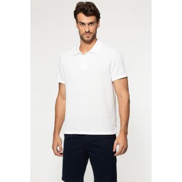 Imagem de Camisa Polo Malha Texturizada Branco-Masculino