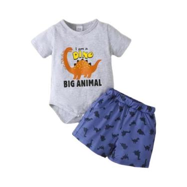 Imagem de Conjunto de Roupas de Verão para Bebê Menino - Tema Leão com Body e Sh