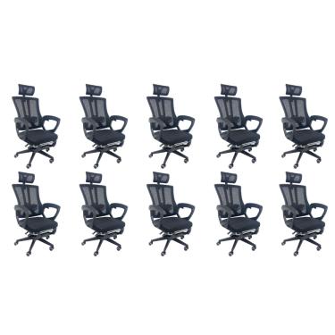 Imagem de Kit 10 Cadeiras de Escritório Oficial Paris Preto