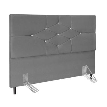 Imagem de Cabeceira Cama Box Queen 160cm Virgínia Suede Cinza E Frame