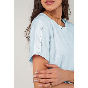 Imagem de Blusa Alfaiataria Com Botões Na Manga Azul Salvatore - Salvatore Fashi