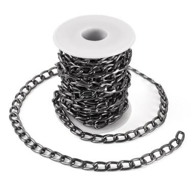 Imagem de Corrente de elos cubanos de alumínio 5M de 9 mm de largura, não soldada, corrente de joias de elos torcidos, cor preta, para fazer você mesmo, mulheres, homens, pulseira, colar, joias, cinto