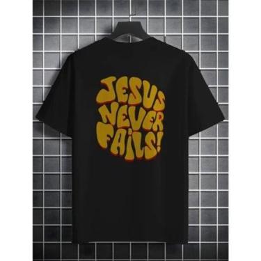 Imagem de Camiseta Jesus Never Fails Masculina Manfinity 100% Algodão Street Wea