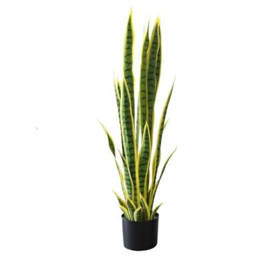 Imagem de Planta de cobra artificial com vaso, planta sansevieria em vaso falso, tropical para ambientes internos e externos, sala de estar, escritório, decoração de jardim
