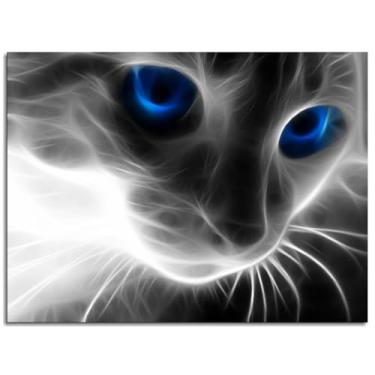 Imagem de Fractailus Impressão em tela Gatos Olhos Azuis Poster Arte de Parede para Casa 1 peça Decorações Noframed 25.4 cm x 20.3 cm